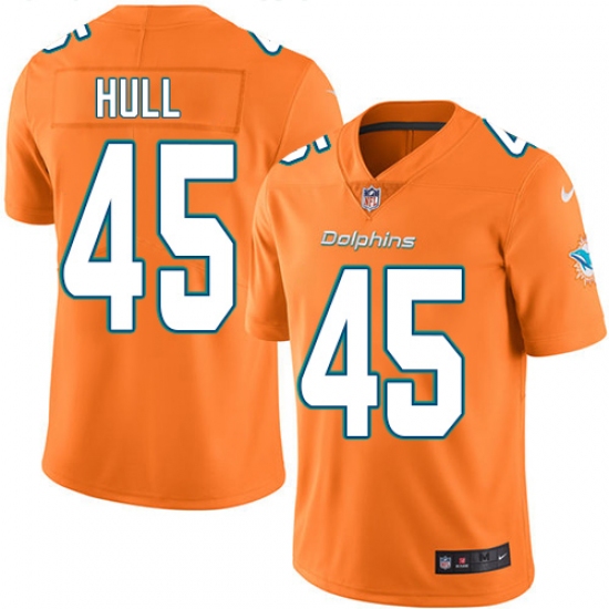Men's Nike Miami Dolphins #45 Mike Hull Limited Orange Rush Vapor Untouchable NFL Jersey - Ujersey