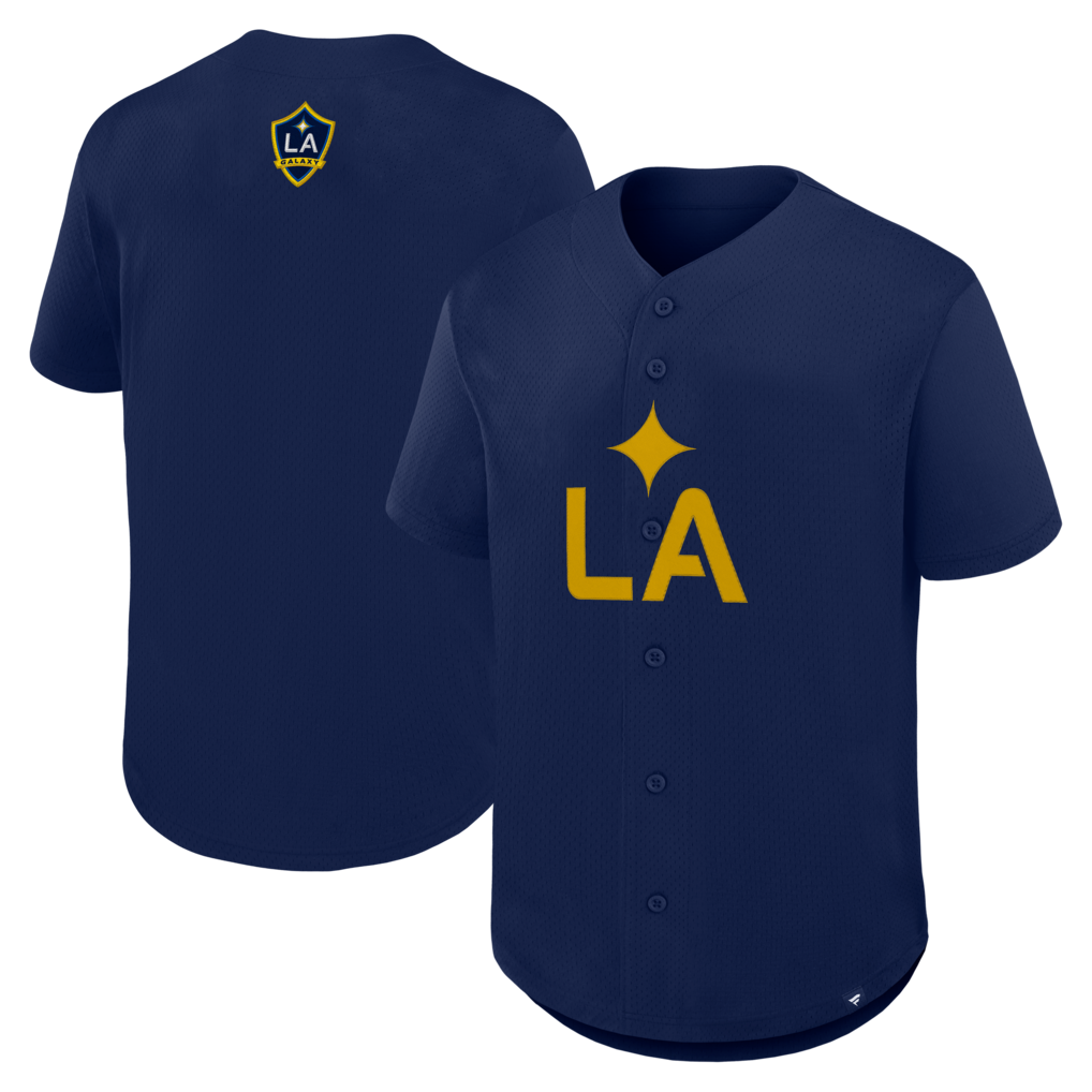 Men's LA Galaxy Fanatics Navy Maximum Intensity Button-Up Jersey - Ujersey