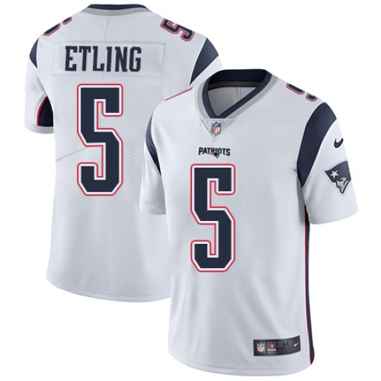 Men's Nike New England Patriots #5 Danny Etling White Vapor Untouchable Limited Player NFL Jersey - Ujersey