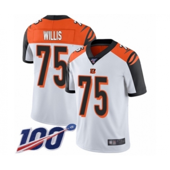 Men's Cincinnati Bengals #75 Jordan Willis White Vapor Untouchable Limited Player 100th Season Football Jersey - Ujersey