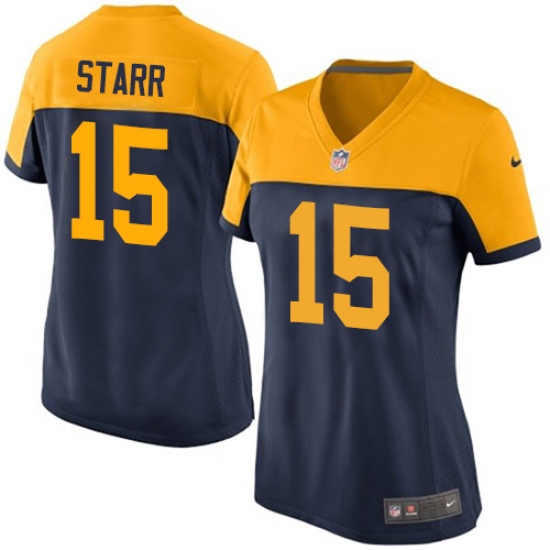 Women's Nike Green Bay Packers #15 Bart Starr Limited Navy Blue Alternate NFL Jersey - Ujersey
