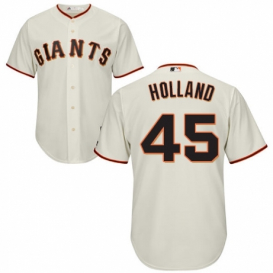 Men's Majestic San Francisco Giants #45 Derek Holland Replica Cream Home Cool Base MLB Jersey - Ujersey