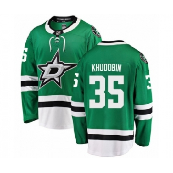 Men's Dallas Stars #35 Anton Khudobin Authentic Green Home Fanatics Branded Breakaway NHL Jersey - Ujersey