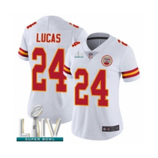 Women's Kansas City Chiefs #24 Jordan Lucas White Vapor Untouchable Limited Player Super Bowl LIV Bound Football Jersey - Ujersey