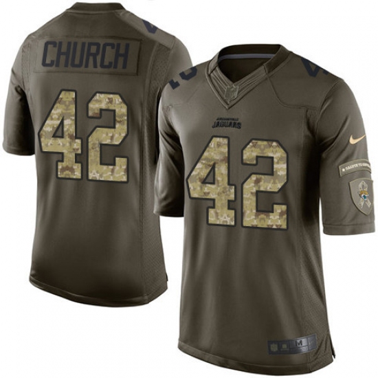 Men's Nike Jacksonville Jaguars #42 Barry Church Elite Green Salute to Service NFL Jersey - Ujersey