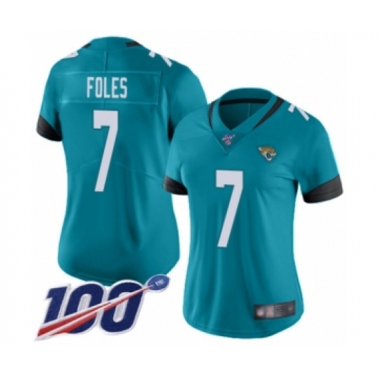 Women's Nike Jacksonville Jaguars #7 Nick Foles Teal Green Alternate Vapor Untouchable Limited Player 100th Season NFL Jersey - Ujersey