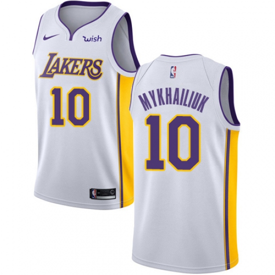 Women's Nike Los Angeles Lakers #10 Sviatoslav Mykhailiuk Swingman White NBA Jersey - Association Edition - Ujersey
