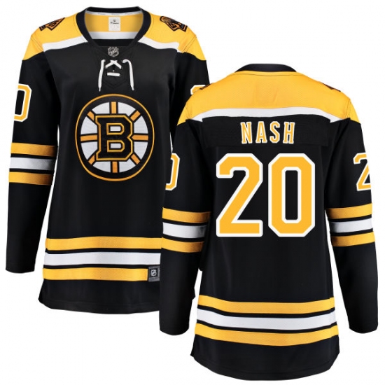 Women's Boston Bruins #20 Riley Nash Authentic Black Home Fanatics Branded Breakaway NHL Jersey - Ujersey