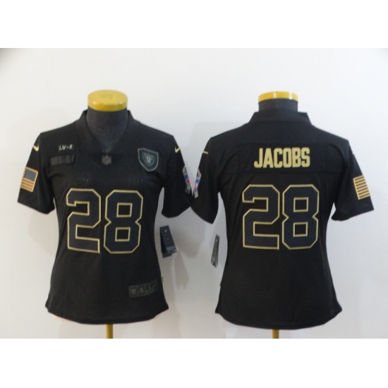 Women's Oakland Raiders #28 Josh Jacobs Black Nike 2020 Salute To Service Limited Jersey