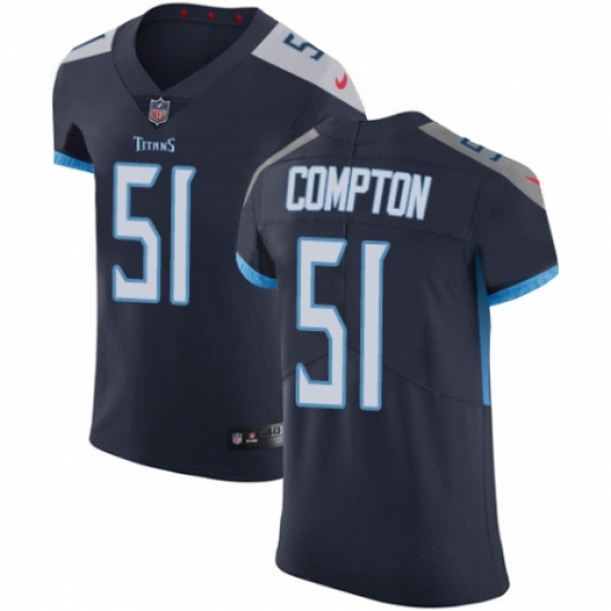Men's Nike Tennessee Titans #51 Will Compton Navy Blue Team Color Vapor Untouchable Elite Player NFL Jersey - Ujersey