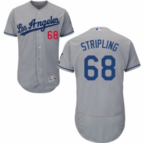 Men's Majestic Los Angeles Dodgers #68 Ross Stripling Grey Road Flex Base Authentic Collection MLB Jersey - Ujersey