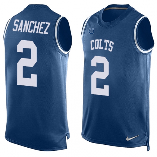 Men's Nike Indianapolis Colts #2 Rigoberto Sanchez Limited Royal Blue Player Name & Number Tank Top NFL Jersey - Ujersey