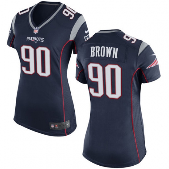 Women's Nike New England Patriots #90 Malcom Brown Game Navy Blue Team Color NFL Jersey - Ujersey