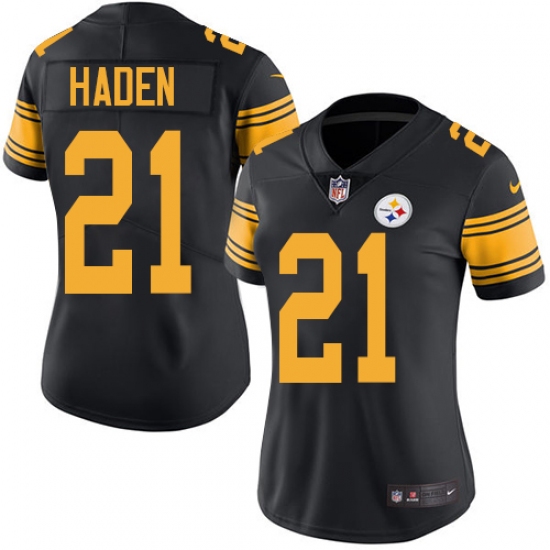 Women's Nike Pittsburgh Steelers #21 Joe Haden Limited Black Rush Vapor Untouchable NFL Jersey - Ujersey