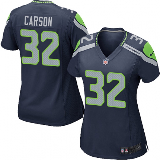 Women's Nike Seattle Seahawks #32 Chris Carson Game Navy Blue Team Color NFL Jersey - Ujersey
