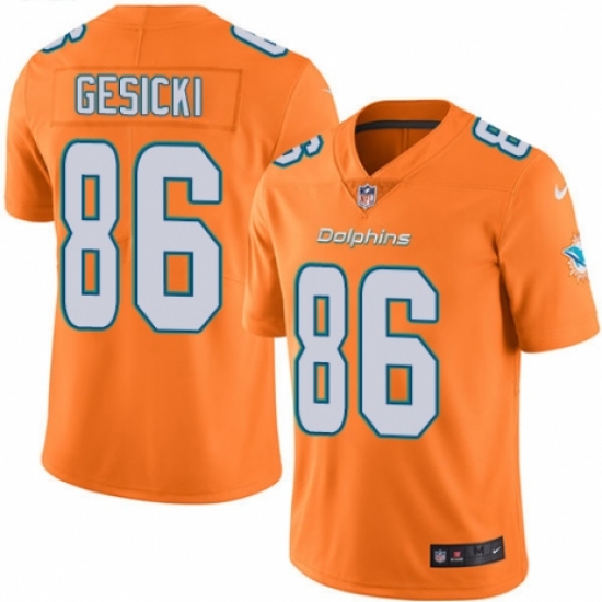 Men's Nike Miami Dolphins #86 Mike Gesicki Limited Orange Rush Vapor Untouchable NFL Jersey - Ujersey