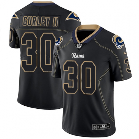 Men's Nike Los Angeles Rams #30 Todd Gurley Limited Lights Out Black Rush NFL Jersey - Ujersey