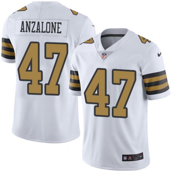 Youth Nike New Orleans Saints #47 Alex Anzalone Limited White Rush Vapor Untouchable NFL Jersey - Ujersey