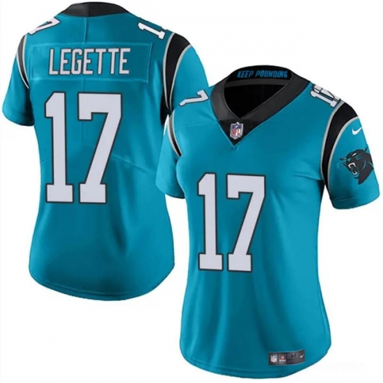 Women's Carolina Panthers #17 Xavier Legette Blue 2024 Draft Vapor Football Stitched Jersey(Run Small) - Ujersey