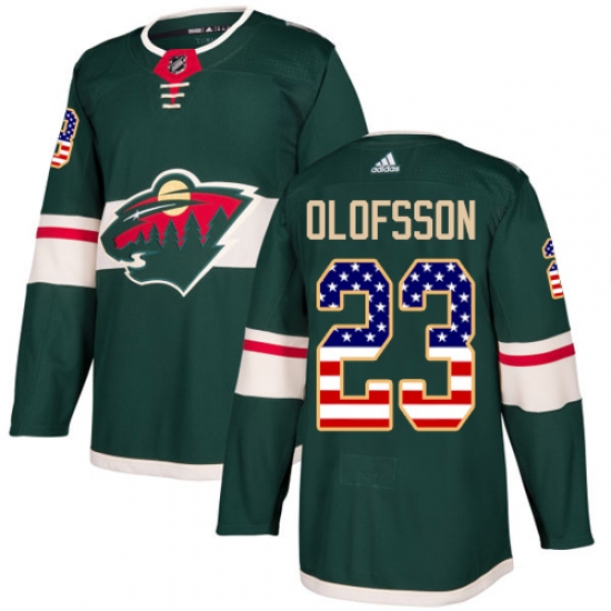 Youth Adidas Minnesota Wild #23 Gustav Olofsson Authentic Green USA Flag Fashion NHL Jersey - Ujersey