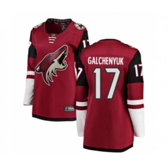 Women's Arizona Coyotes #17 Alex Galchenyuk Authentic Burgundy Red Home Fanatics Branded Breakaway NHL Jersey - Ujersey