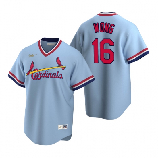 Men's Nike St. Louis Cardinals #16 Kolten Wong Light Blue Cooperstown Collection Road Stitched Baseball Jersey - Ujersey