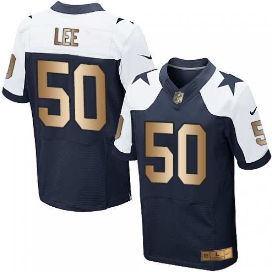 Men's Nike Dallas Cowboys #50 Sean Lee Elite Navy/Gold Throwback Alternate NFL Jersey - Ujersey