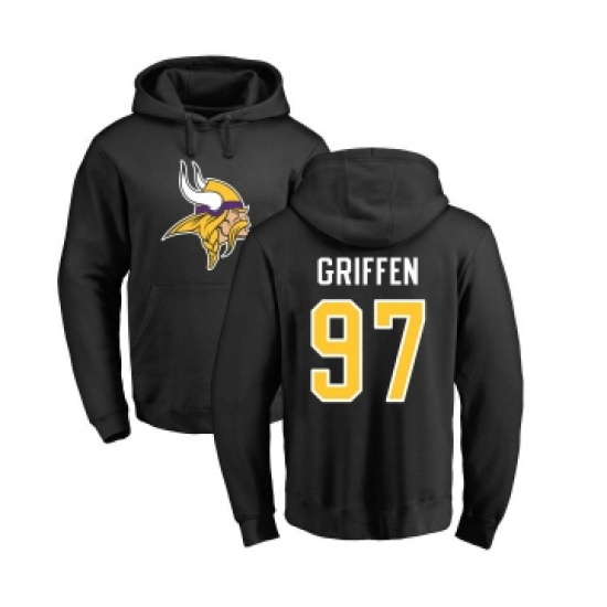 Football Minnesota Vikings #97 Everson Griffen Black Name & Number Logo Pullover Hoodie - Ujersey
