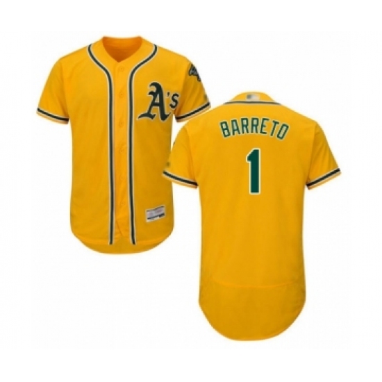 Men's Oakland Athletics #1 Franklin Barreto Gold Alternate Flex Base Authentic Collection Baseball Player Jersey - Ujersey