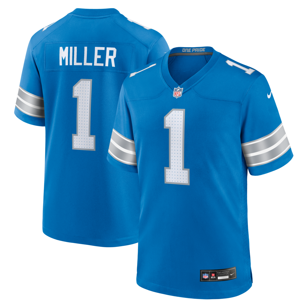 Men's Detroit Lions Blake Miller Nike Blue 2026 NFL Draft First Round Pick No. 17 Team Game Jersey - SUjersey01