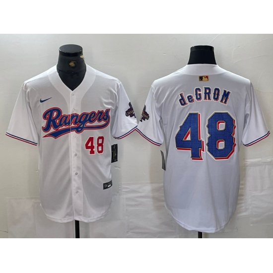 Men's Texas Rangers #48 Jacob deGrom Number White 2024 Gold Collection Limited Cool Base Jerseys - Ujersey
