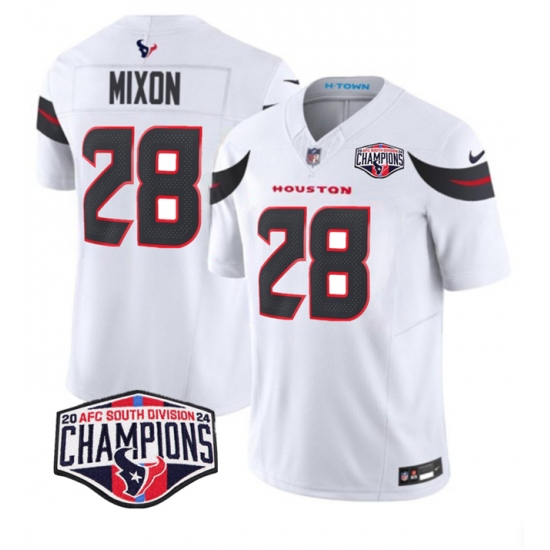 Men's Houston Texans #28 Joe Mixon White F.U.S.E. 2024 AFC South Division Champions Vapor Limited Stitched Football Jersey - Ujersey