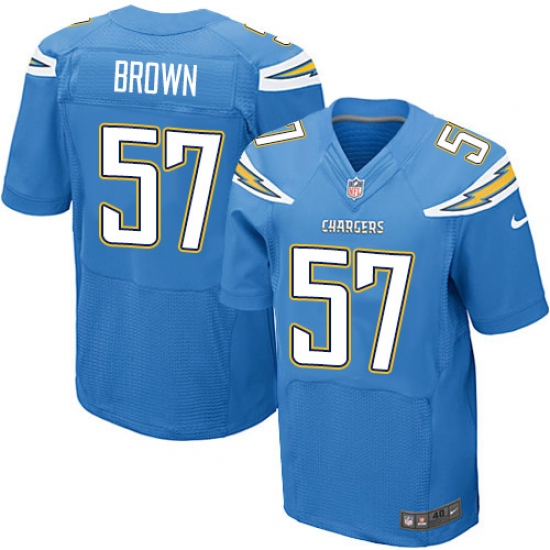 Men's Nike Los Angeles Chargers #57 Jatavis Brown Elite Electric Blue Alternate NFL Jersey - Ujersey