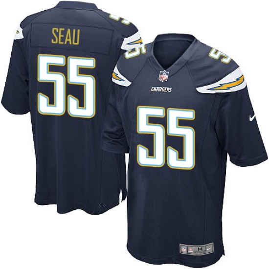 Men's Nike Los Angeles Chargers #55 Junior Seau Game Navy Blue Team Color NFL Jersey - Ujersey