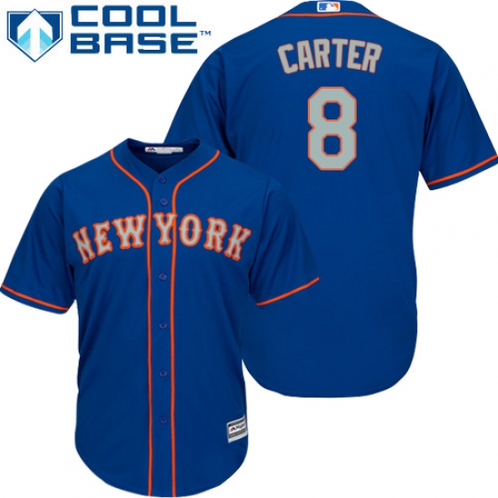 Men's Majestic New York Mets #8 Gary Carter Replica Royal Blue Alternate Road Cool Base MLB Jersey - Ujersey