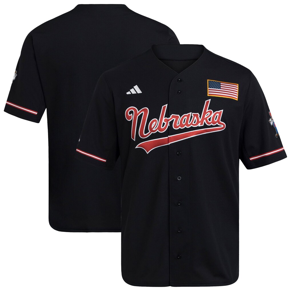 Men's adidas Black Nebraska Huskers Alternate Replica Baseball Jersey - Ujersey
