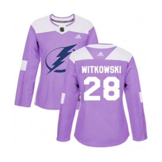 Women's Tampa Bay Lightning #28 Luke Witkowski Authentic Purple Fights Cancer Practice Hockey Jersey - Ujersey