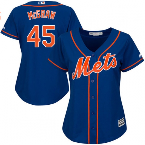 Women's Majestic New York Mets #45 Tug McGraw Authentic Royal Blue Alternate Home Cool Base MLB Jersey - Ujersey