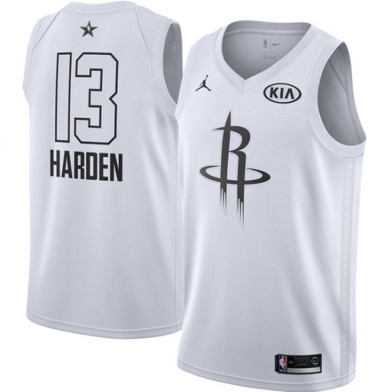Men's Nike Jordan Houston Rockets #13 James Harden Swingman White 2018 All-Star Game NBA Jersey - Ujersey