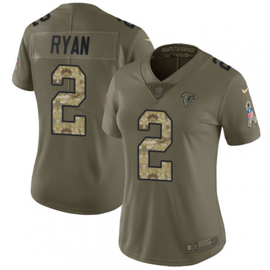 Women's Nike Atlanta Falcons #2 Matt Ryan Limited Olive/Camo 2017 Salute to Service NFL Jersey - Ujersey