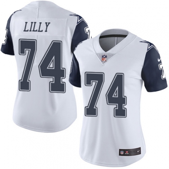 Women's Nike Dallas Cowboys #74 Bob Lilly Limited White Rush Vapor Untouchable NFL Jersey - Ujersey