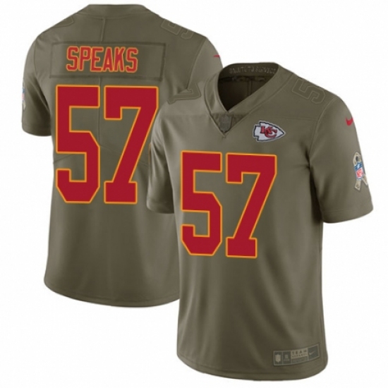 Youth Nike Kansas City Chiefs #57 Breeland Speaks Limited Olive 2017 Salute to Service NFL Jersey - Ujersey