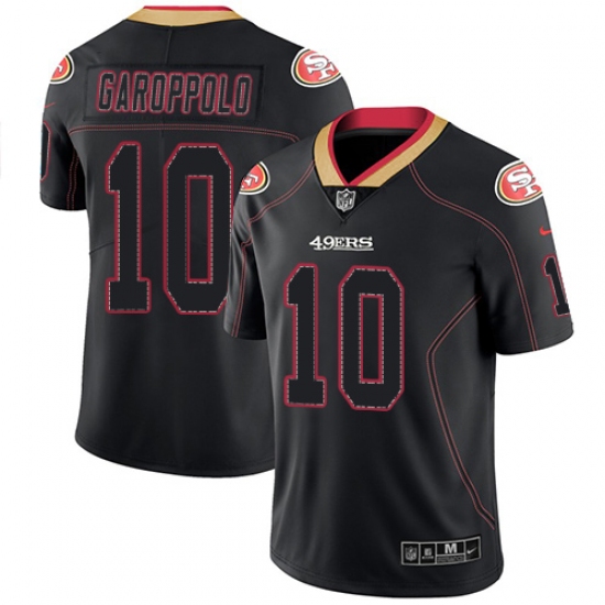 Men's Nike San Francisco 49ers #10 Jimmy Garoppolo Limited Lights Out Black Rush NFL Jersey - Ujersey