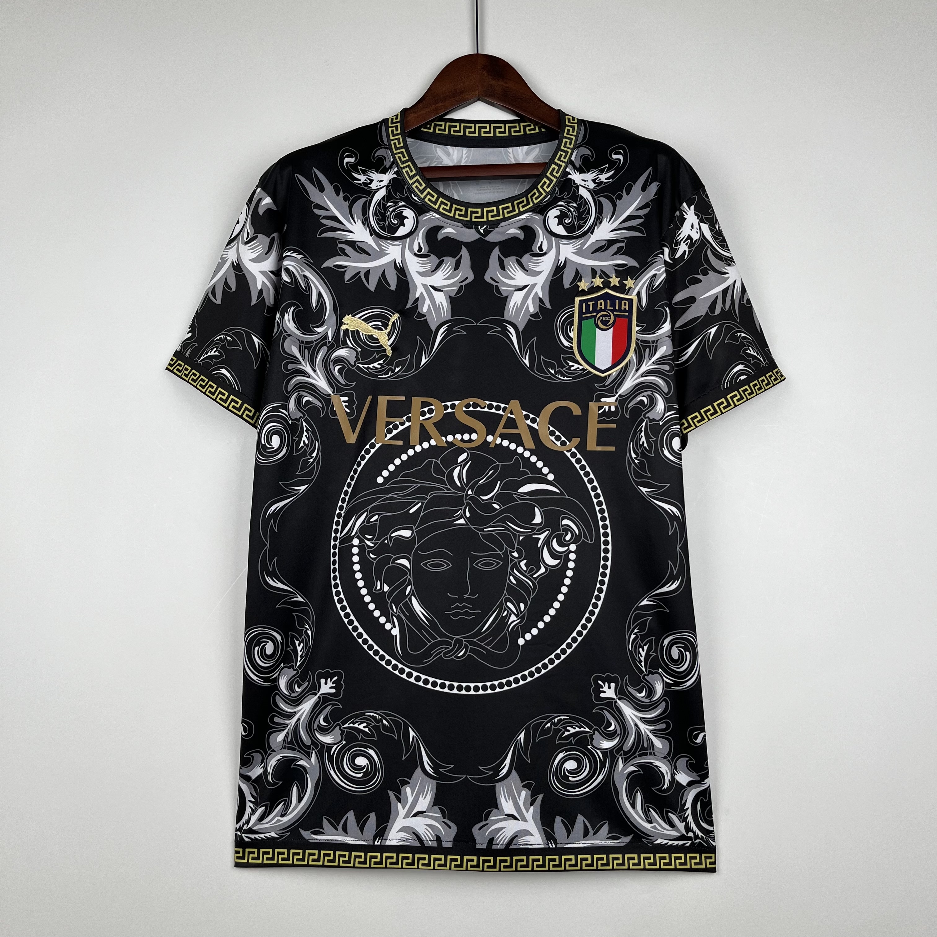 Italy Soccer Jersey x Versace Black Special Edition Custom Shirt 2024 - U-jersey