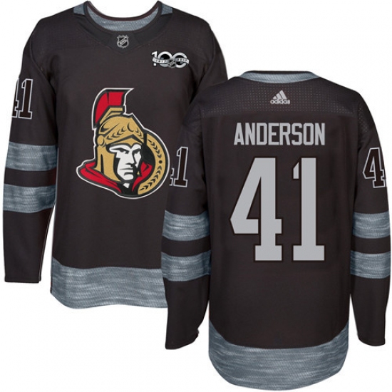 Men's Adidas Ottawa Senators #41 Craig Anderson Authentic Black 1917-2017 100th Anniversary NHL Jersey - Ujersey