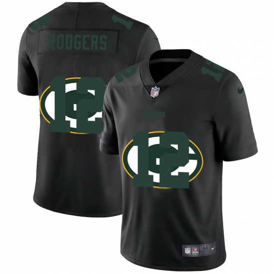 Men's Green Bay Packers #12 Aaron Rodgers Black Nike Black Shadow Edition Limited Jersey - Ujersey
