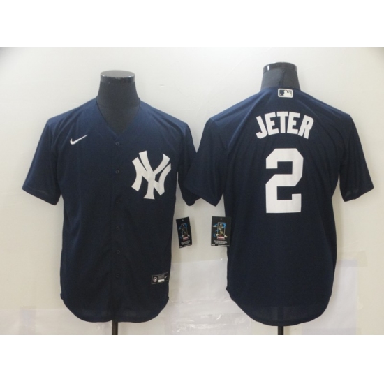Men's New York Yankees #2 Derek Jeter Authentic Navy Blue Nike MLB Jersey - Ujersey