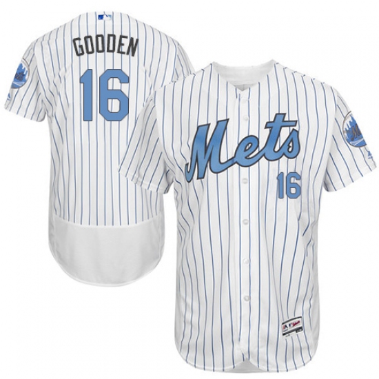 Men's Majestic New York Mets #16 Dwight Gooden Authentic White 2016 Father's Day Fashion Flex Base MLB Jersey - Ujersey
