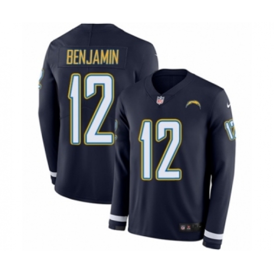 Men's Nike Los Angeles Chargers #12 Travis Benjamin Limited Navy Blue Therma Long Sleeve NFL Jersey - Ujersey