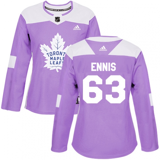 Women's Adidas Toronto Maple Leafs #63 Tyler Ennis Authentic Purple Fights Cancer Practice NHL Jersey